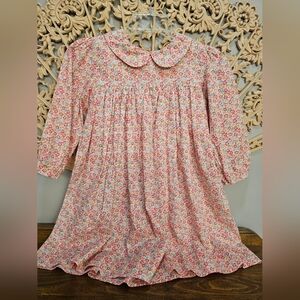 The Bubble Bee Girl's Pleated Pink Floral Prairie Dress Size 6